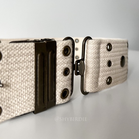 NEW J.Crew Belt - Wide Woven Fabric & Brass Rivets - Picture 7 of 10